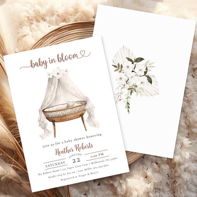 Baby In Bloom Trendy Boho Baby Shower  Invitation (Baby In Bloom Baby Shower Invitation)