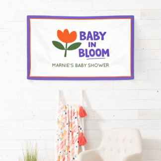 Baby in Bloom Tulip Trendy Modern Baby Shower Napk Banner