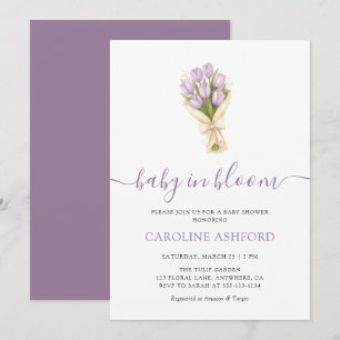Baby In Bloom Tulips Girl Baby Shower Invitation