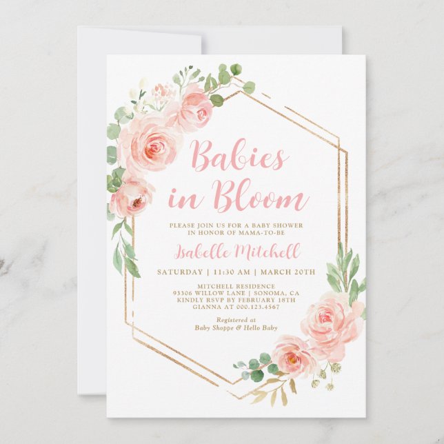 Baby in Bloom Twins Baby shower Invitation (Devant)