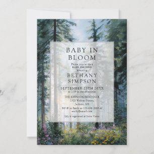 Baby in Bloom Watercolor Floral Forest Baby Shower Invitation