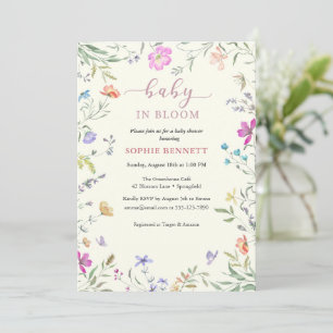 Baby in Bloom Watercolor floral Invitation