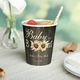 Baby in Bloom Watercolor Sunflowers Baby Shower Paper Cups