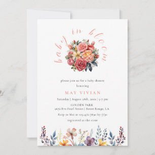 Baby in Bloom Watercolor Wildflower Baby Shower Invitation