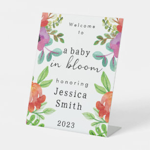 "Baby in Bloom" Welcome Pedestal Sign
