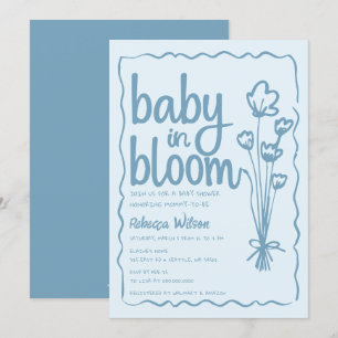 Baby in Bloom Whimsical Hand Drawn Boy Baby Shower Invitation