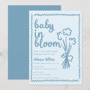 Baby in Bloom Whimsical Hand Drawn Boy Baby Shower Invitation