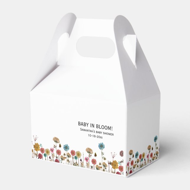 Baby in bloom wild flower baby shower  favor box (Front Side)