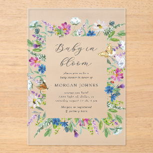 Baby In Bloom Wildflower Baby Shower Acrylic Invitations