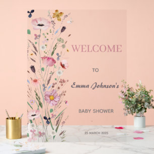 Baby in Bloom Wildflower Baby Shower Acrylic Sign