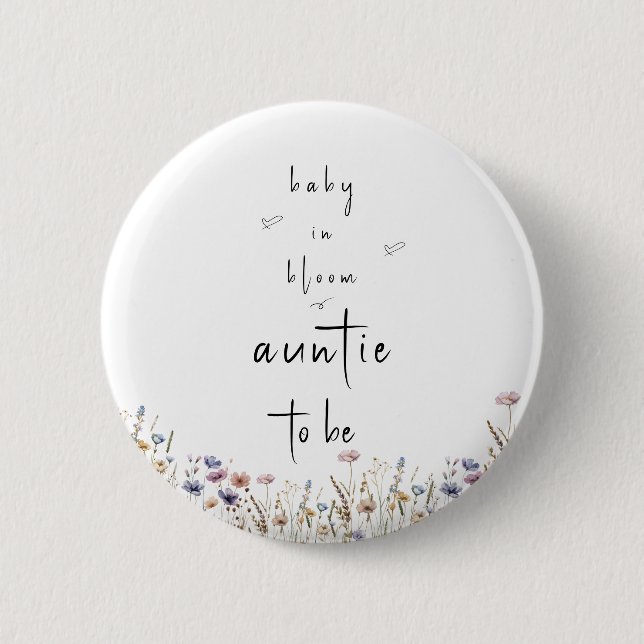 Baby In Bloom Wildflower Baby Shower Auntie-to-be 2 Inch Round Button (Front)
