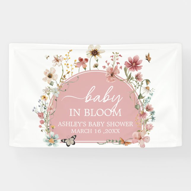 Baby in Bloom Wildflower Baby Shower Banner (Horizontal)