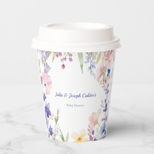 Baby in Bloom Wildflower Baby Shower Decor Paper Cups (Front)