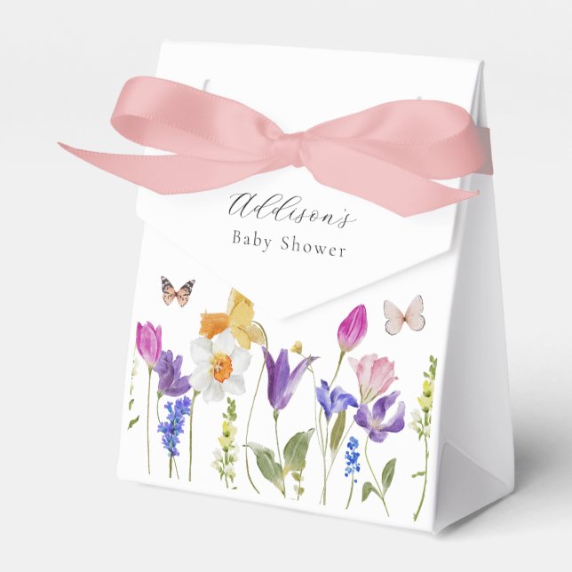 Baby in Bloom Wildflower Baby Shower Favor Box (Front Side)