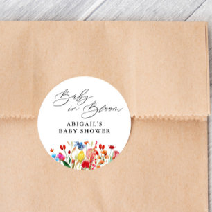 Baby in Bloom Wildflower Baby Shower Favour Classic Round Sticker