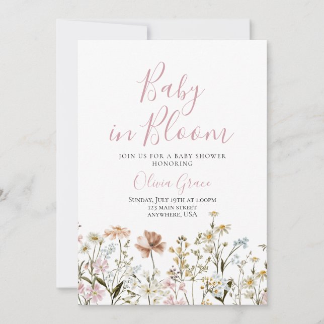 Baby in Bloom Wildflower baby shower Invitation (Front)