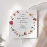 Baby in Bloom Wildflower Baby Shower Invitation<br><div class="desc">Baby in Bloom! This elegant baby shower invitation features a watercolor floral wreath with greenery and wildflowers. Personalize with your information or click "Click to customize further" to edit font styles,  size and colours.</div>