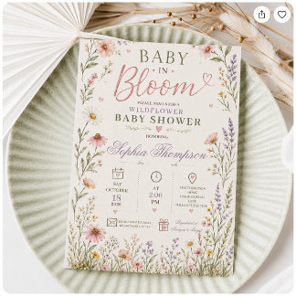 Baby in Bloom Wildflower Baby Shower Invitation