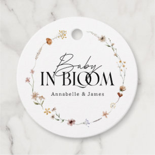 Baby in bloom wildflower baby shower invitation favour tags