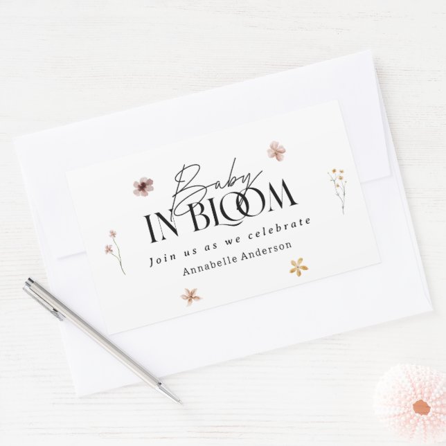 Baby in bloom wildflower baby shower invitation sticker (Envelope)