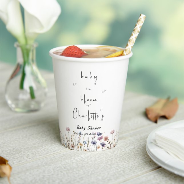 Baby In Bloom Wildflower Baby Shower Paper Cups (Insitu)