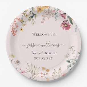Baby in Bloom Wildflower Baby Shower Paper Plate