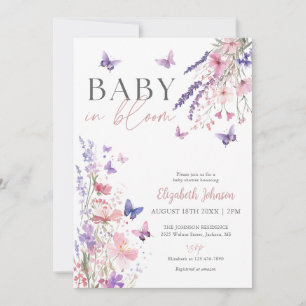 Baby In Bloom Wildflower Baby Shower Photo QR Code Invitation