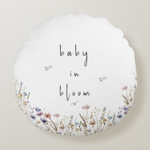 Baby In Bloom Wildflower Baby Shower Round Pillow