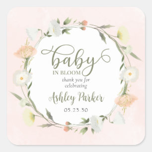Baby In Bloom Wildflower Baby Shower Thank You Square Sticker
