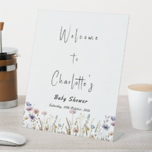 Baby In Bloom Wildflower Baby Shower Welcome Pedestal Sign