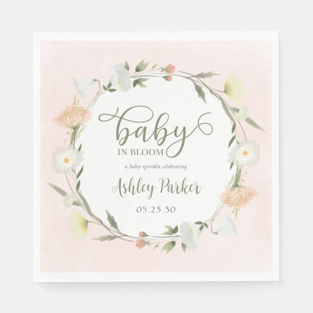 Baby In Bloom Wildflower Baby Sprinkle Napkin (Front)