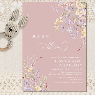 Baby In Bloom Wildflower Blush Pink Baby Shower Invitation