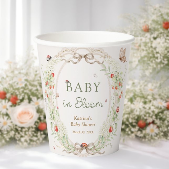 Baby in Bloom Wildflower Bow Baby Shower Paper Cups (Creator Uploaded)