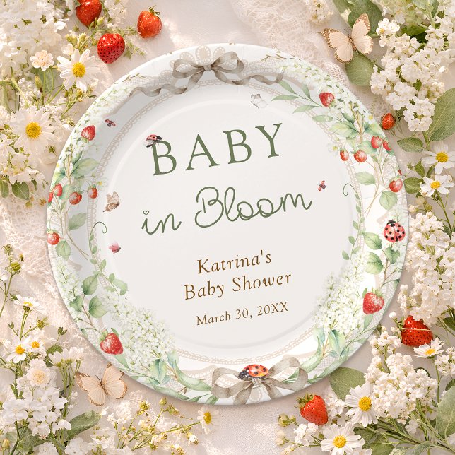 Baby in Bloom Wildflower Bow Baby Shower Paper Plate (Creator Uploaded)
