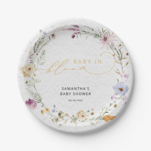 Baby in Bloom Wildflower Cute Baby Shower Paper Plate