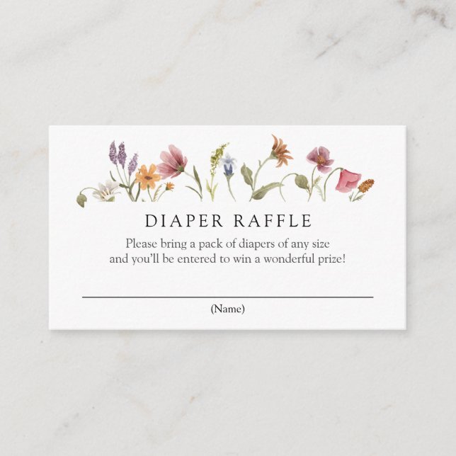 Baby in Bloom Wildflower Diaper Raffle Enclosure Card (Front)
