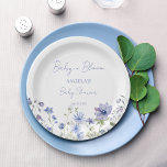 Baby in bloom Wildflower dusty blue baby shower Paper Plate<br><div class="desc">Baby in bloom Wildflower bridal shower boho wild meadow flowers spring summer dusty blue baby shower monogram printed paper plates template personalized tableware baby shower table decor</div>
