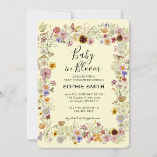 Baby In Bloom Wildflower Dusty Rose Baby Shower Invitation