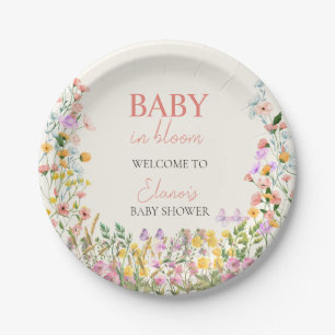 Baby in Bloom Wildflower Elegant Baby Shower Paper Plate