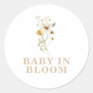 Baby in Bloom Wildflower Elegant boho Baby Shower Classic Round Sticker
