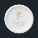 Baby in Bloom Wildflower Elegant boho Baby Shower Paper Plate<br><div class="desc">Elegant boho garden wildflower Baby in Bloom Baby Shower paper plates.</div>