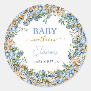 Baby in Bloom Wildflower Elegant Boy Baby Shower Classic Round Sticker