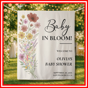 Baby in Bloom Wildflower Floral Boho Baby Shower Tapestry