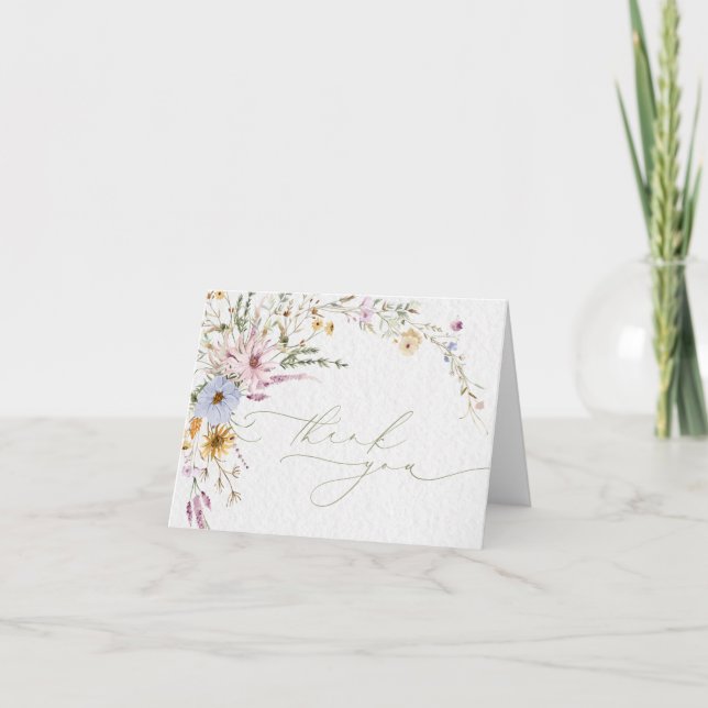 Baby in Bloom Wildflower Floral Thank You Card (Front)