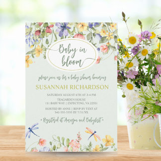 Baby in Bloom Wildflower Garden Baby Shower Invitation
