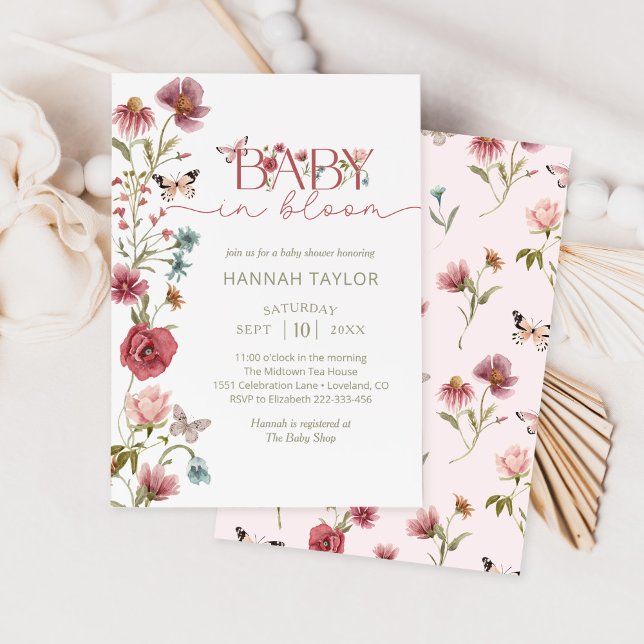 Baby in Bloom Wildflower Girl Baby Shower Invitation (Creator Uploaded)