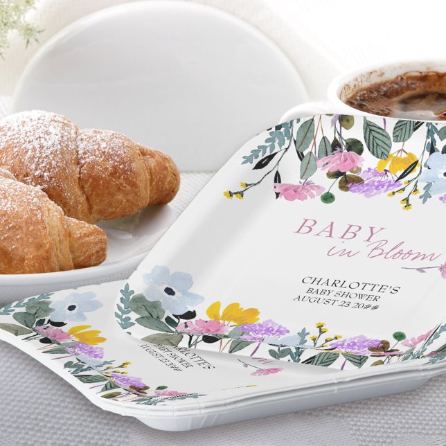 Baby in Bloom Wildflower Lawn Floral Paper Plate (Baby in Bloom Baby shower paper plates from my Wildflower Lawn Collection.)