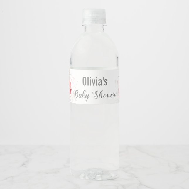 Baby in Bloom WildFlower Lilac Baby Shower Water Bottle Label (Front)