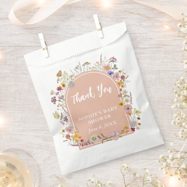 Baby In bloom Wildflower Mauve Pink Favour Bag (Clipped)