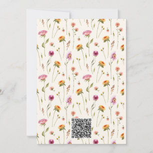 Baby in Bloom Wildflower Pink Girl QR Baby Shower Invitation
